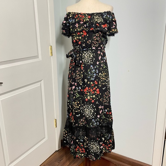 Alice + Olivia Cherri Black Maxi Dress Off Shoulder size 0 - Picture 6 of 12